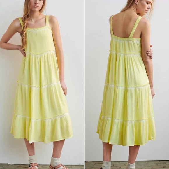Anthropologie Dresses & Skirts - Anthropologie Saturday Sunday Yellow Nell Tiered Yellow Midi Dress Size S
